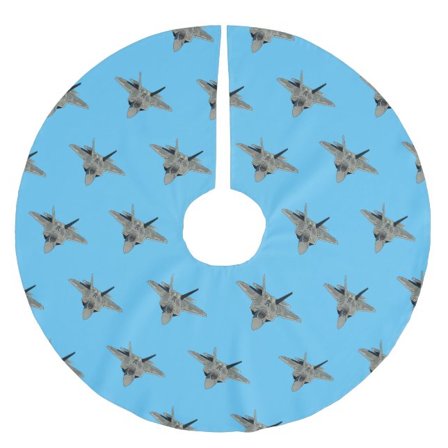 Saia Para Árvore De Natal De Poliéster Ilustração de desenho animado de aeronaves de comb (Frente)