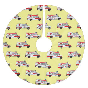 Saia Para Árvore De Natal De Poliéster Ilustração de desenho animado de Ambulância