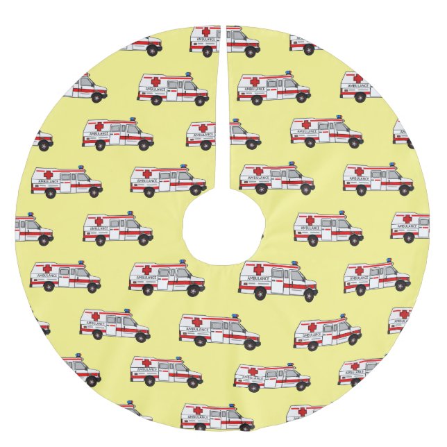 Saia Para Árvore De Natal De Poliéster Ilustração de desenho animado de Ambulância (Frente)