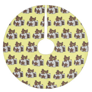 Saia Para Árvore De Natal De Poliéster Ilustração de desenho animado de bolo de gengibre