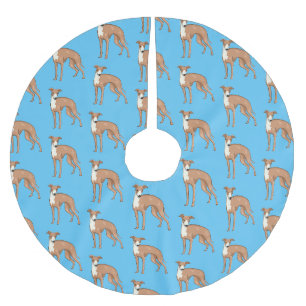 Saia Para Árvore De Natal De Poliéster Ilustração de desenho animado de cão Greyhound