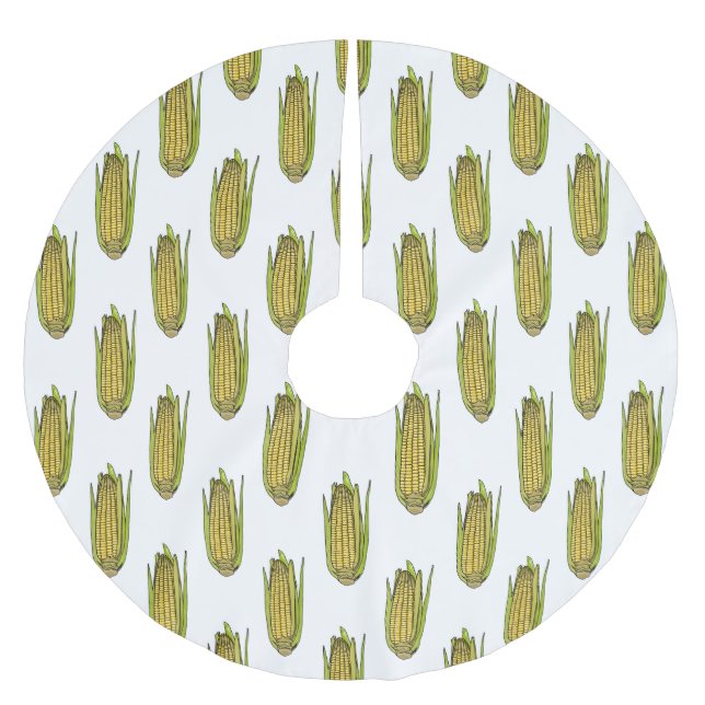 Saia Para Árvore De Natal De Poliéster Ilustração de desenho animado de milho (Frente)