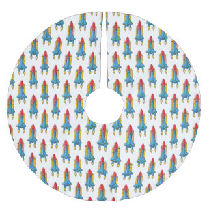 Saia Para Árvore De Natal De Poliéster Ilustração de desenho animado de navio-foguete