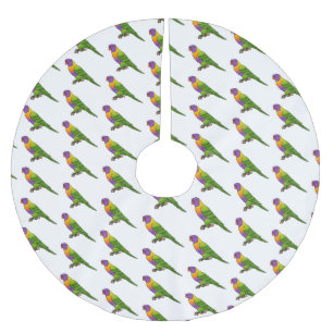 Saia Para Árvore De Natal De Poliéster Ilustração de desenho animado de pássaros do arco-