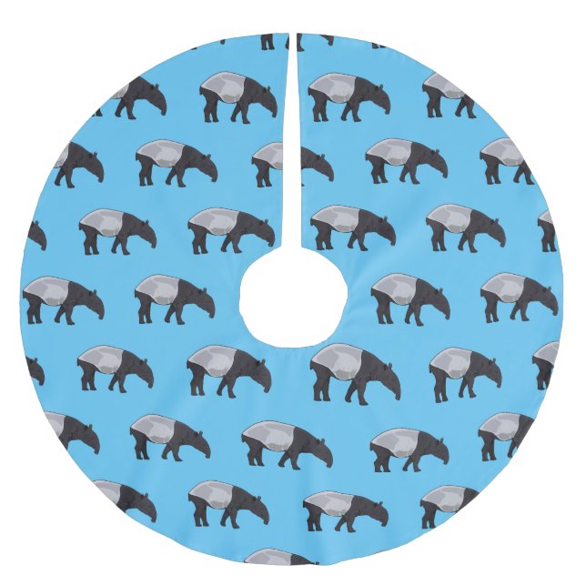 Saia Para Árvore De Natal De Poliéster Ilustração de desenho animado de Tapir (Frente)