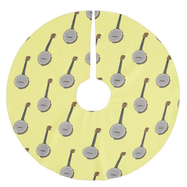 Saia Para Árvore De Natal De Poliéster Ilustração de desenho animado do Banjo (Frente)