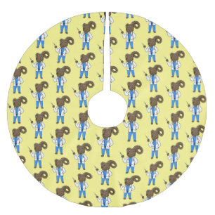 Saia Para Árvore De Natal De Poliéster Ilustração de desenho animado do médico de ovelha