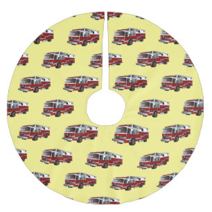 Saia Para Árvore De Natal De Poliéster Ilustração de desenho animado do motor de incêndio