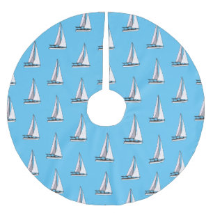 Saia Para Árvore De Natal De Poliéster Ilustração de desenho animado em veleiro