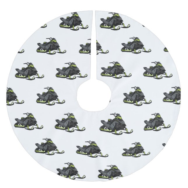 Saia Para Árvore De Natal De Poliéster Ilustração de desenho animado Snowmobile (Frente)