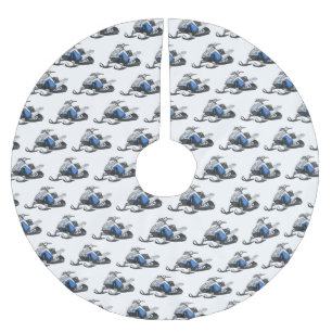 Saia Para Árvore De Natal De Poliéster Ilustração de desenho animado Snowmobile