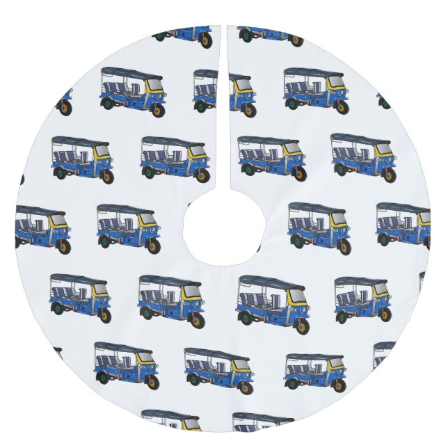 Saia Para Árvore De Natal De Poliéster Ilustração de desenho animado Tuk tuk (Frente)