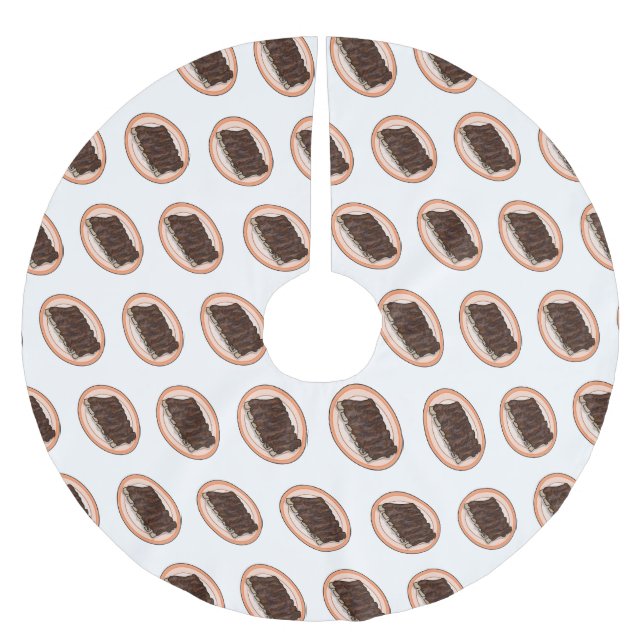 Saia Para Árvore De Natal De Poliéster Ilustração de desenho de costelas curtas (Frente)