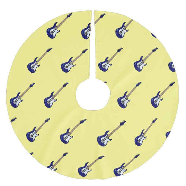 Saia Para Árvore De Natal De Poliéster Ilustração de desenho de guitarra elétrica (Frente)
