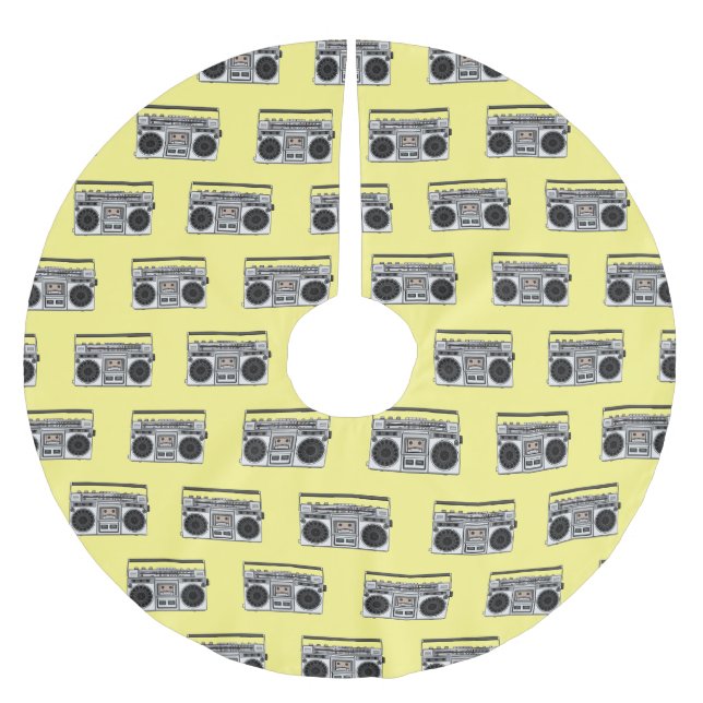 Saia Para Árvore De Natal De Poliéster Ilustração de desenho de rádio (Frente)