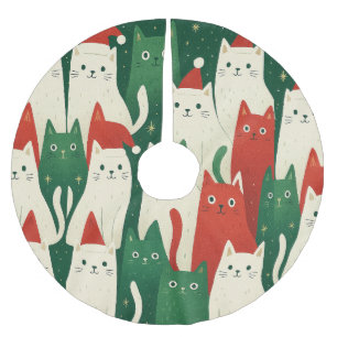 Saia Para Árvore De Natal De Poliéster Ilustração de Kitty de Férias Kawaii – Inverno Aco