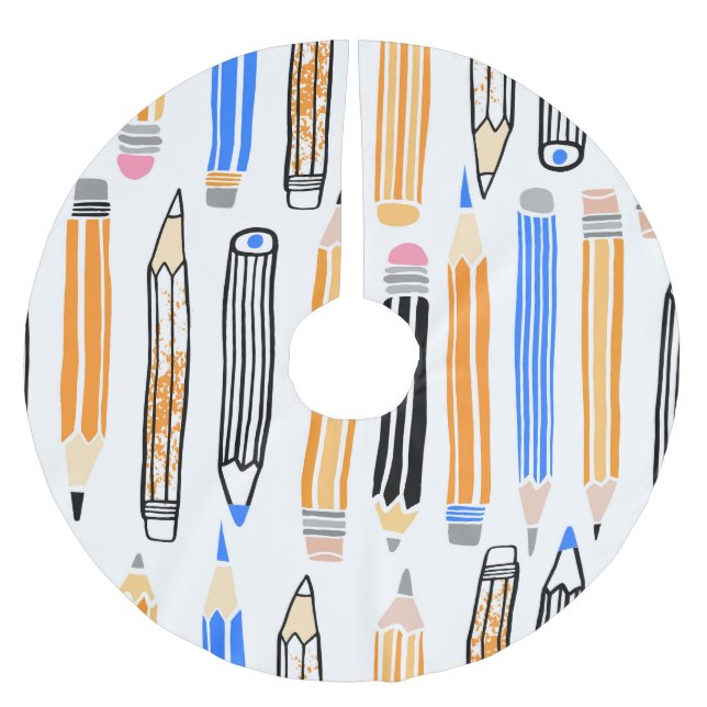 Saia Para Árvore De Natal De Poliéster Ilustração Desenhada à Mão Escolar (Frente)