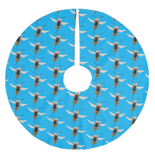 Saia Para Árvore De Natal De Poliéster Imagem de desenho animado com zangão (Frente)