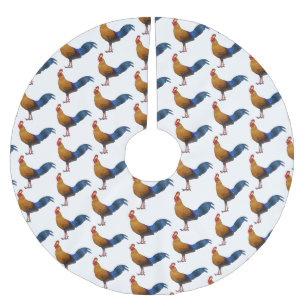 Saia Para Árvore De Natal De Poliéster Imagem de desenho animado de aves de junglefowl no