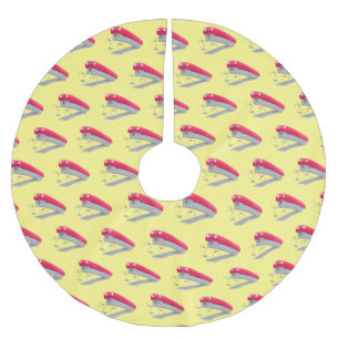 Saia Para Árvore De Natal De Poliéster Imagem do desenho animado vermelho-feliz grampeado