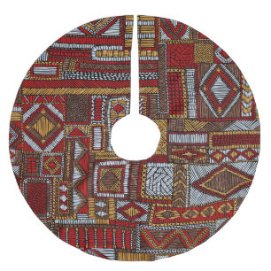 Saia Para Árvore De Natal De Poliéster Impressão de Étnica Bordada de Estilo de Patchwork