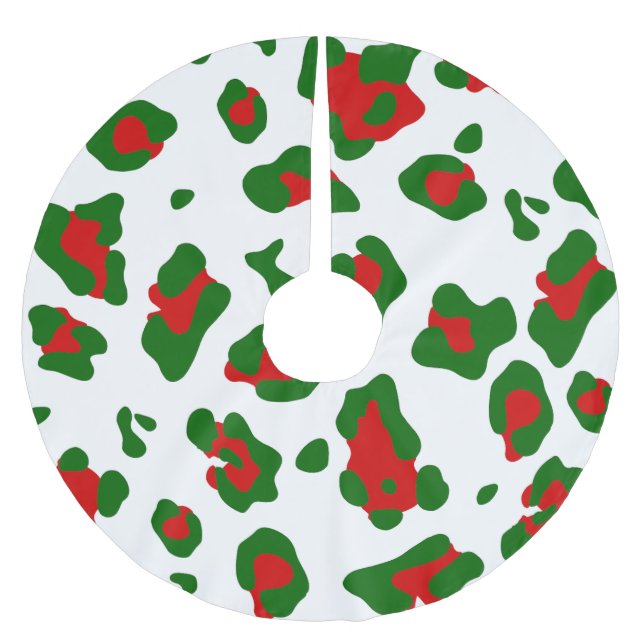 Saia Para Árvore De Natal De Poliéster Impressão de leopardo de natal feia (Frente)