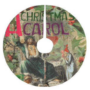 Saia Para Árvore De Natal De Poliéster Impressão de Natal Carol Scrooge Foliday Art