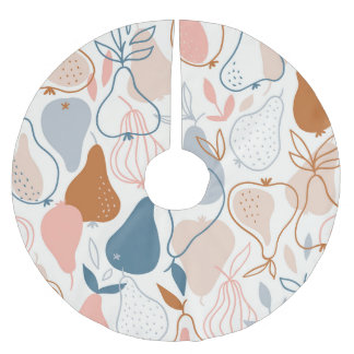 Saia Para Árvore De Natal De Poliéster Impressão de pera escandinava: Padrão de Fruta de 