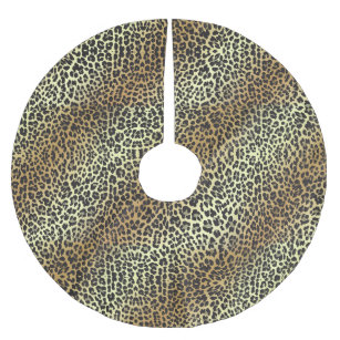 Saia Para Árvore De Natal De Poliéster Impressão Glam do leopardo e folha Dourado