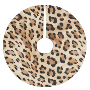 Saia Para Árvore De Natal De Poliéster Impressão Leopardo Branco Chic Brown