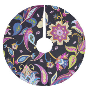 Saia Para Árvore De Natal De Poliéster Índia Paisley Seamless Floral Ornament