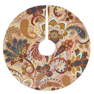 Saia Para Árvore De Natal De Poliéster Indian Paisley: Floral Vintage Brown