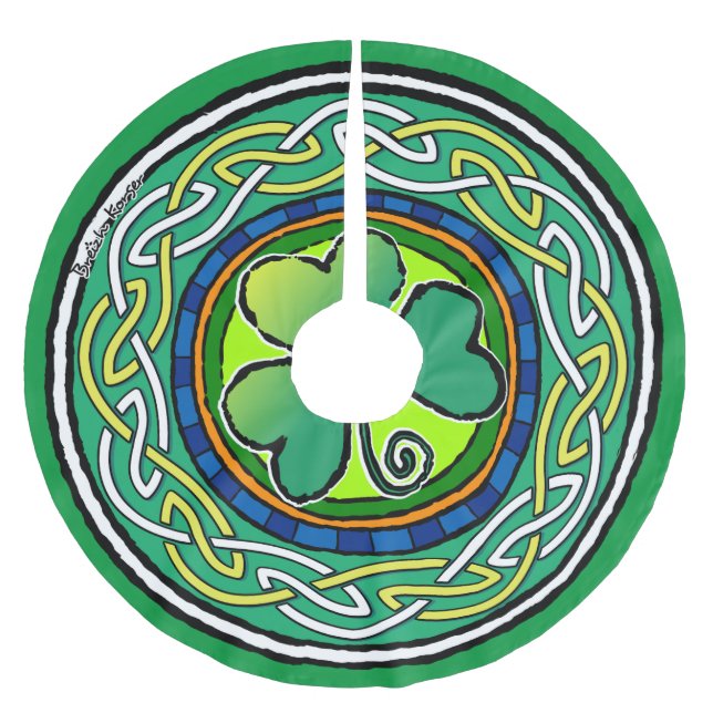Saia Para Árvore De Natal De Poliéster Irish shamrock (Frente)