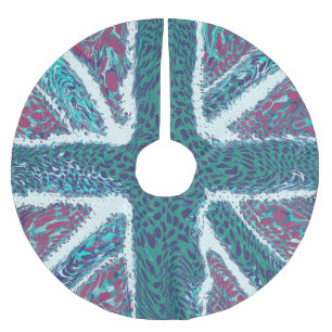 Saia Para Árvore De Natal De Poliéster Jade Purple Union Jack Liquid Art, Animal Selvagem