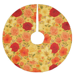 Saia Para Árvore De Natal De Poliéster Jardim da Harmonia – Miscelânea Floral em Aquarela