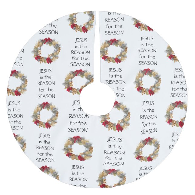 Saia Para Árvore De Natal De Poliéster JESUS RAASON SEASON Christmas (Frente)