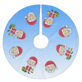 Saia Para Árvore De Natal De Poliéster Jingle Bells com Papais noeis