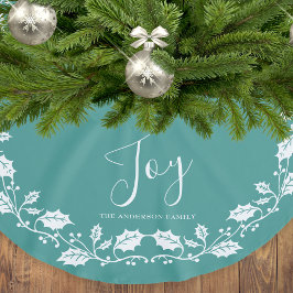 Saia Para Árvore De Natal De Poliéster Joy White Holly Teal Natal
