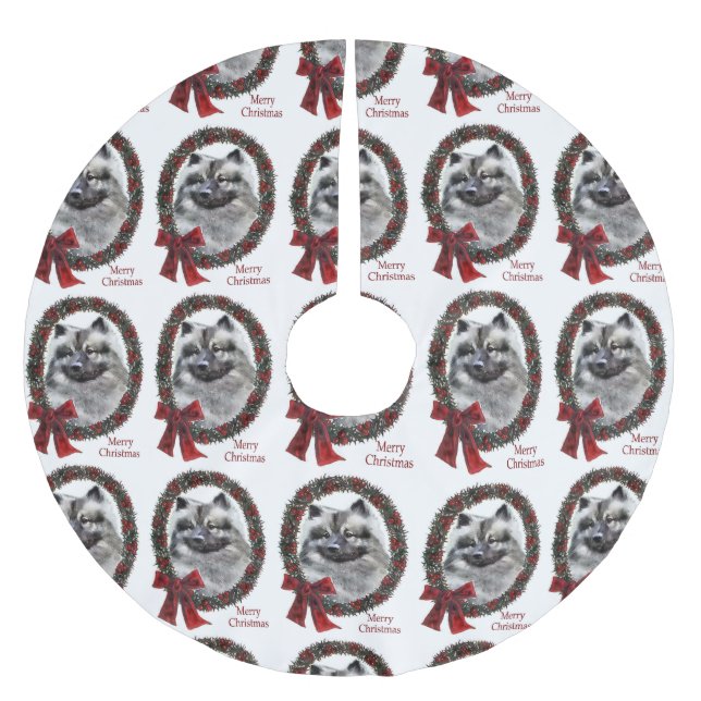 Saia Para Árvore De Natal De Poliéster Keeshond Christmas (Frente)