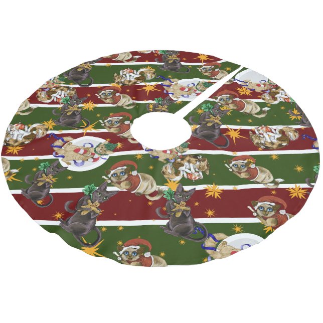 Saia Para Árvore De Natal De Poliéster Kitty Cat Natal  (Inclinado)