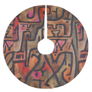 Saia Para Árvore De Natal De Poliéster Klee Abstrato Red Abstrato Expressionista Natureza