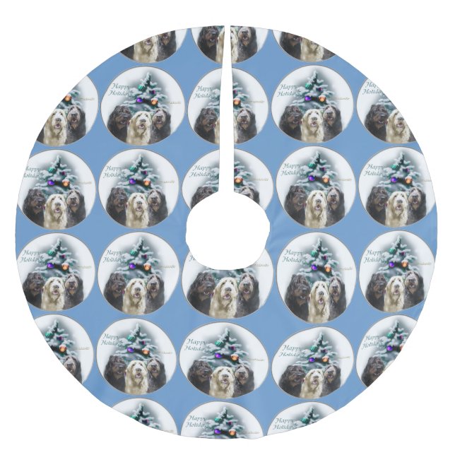 Saia Para Árvore De Natal De Poliéster Labradoodle Christmas (Frente)