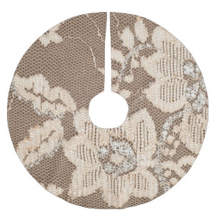 Saia Para Árvore De Natal De Poliéster Lace Delicacy: Arquitetura de Tecido Branco