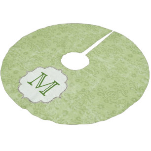 Saia Para Árvore De Natal De Poliéster Lace verde Monograma Monograma Árvore inicial