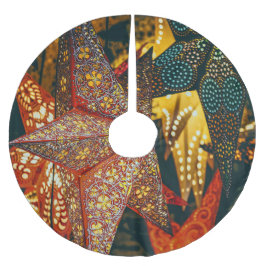 Saia Para Árvore De Natal De Poliéster Lanternas Estrelas