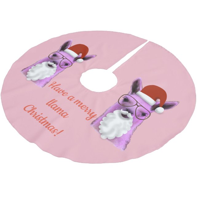 Saia Para Árvore De Natal De Poliéster Legal Pink Christmas Llama Tree Skirt (Inclinado)
