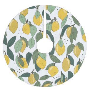 Saia Para Árvore De Natal De Poliéster Lemon Tropical: Vintage Brilhante Sem Serras