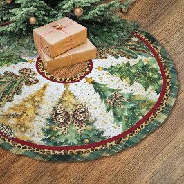 Saia Para Árvore De Natal De Poliéster leopard print coquette bows christmas trees custom