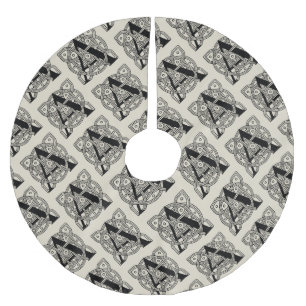 Saia Para Árvore De Natal De Poliéster Letra A Vintage Celtic Knot Monograma