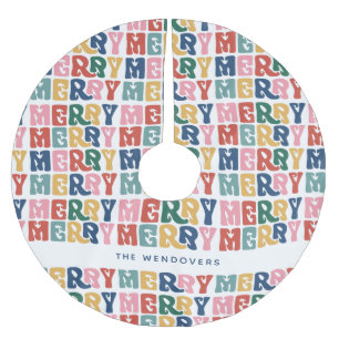 Saia Para Árvore De Natal De Poliéster Letra Bble Retroativa - Natal Personalizado